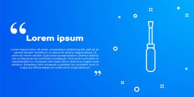 Mavi arkaplanda beyaz çizgi tornavida simgesi izole edildi. Servis aracı sembolü. Vektör İllüstrasyonu.