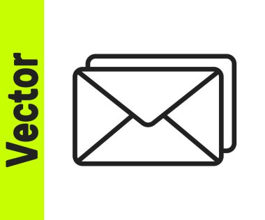 Siyah çizgi Zarf simgesi beyaz arkaplanda izole edildi. E- posta mektup sembolü. Vektör İllüstrasyonu.