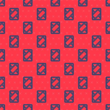 Harita simgesine sahip mavi çizgi GPS cihazı kırmızı arkaplanda izole edilmiş pürüzsüz desen. Vektör İllüstrasyonu.