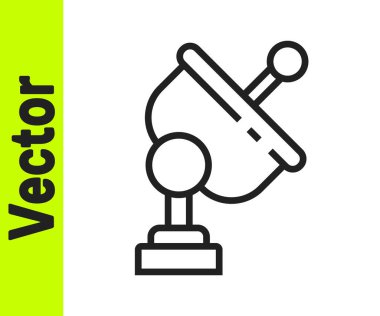 Siyah çizgi Radar simgesi beyaz arkaplanda izole edildi. Arama sistemi. Uydu sinyali. Vektör İllüstrasyonu.