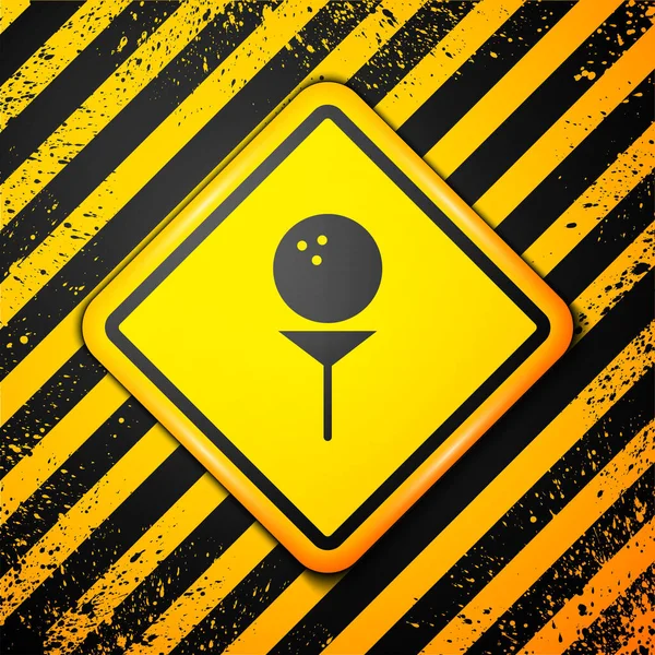 Pelota Golf Negro Icono Camiseta Aislado Sobre Fondo Amarillo Señal — Vector de stock