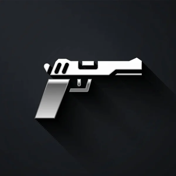 Pistola Plata Pistola Icono Aislado Sobre Fondo Negro Pistola Policial — Vector de stock