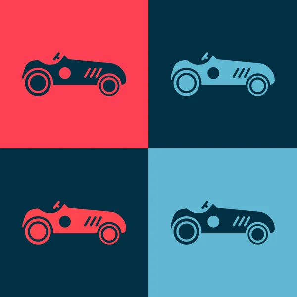 Pop Art Vintage Coche Carreras Deportivas Icono Aislado Fondo Color — Archivo Imágenes Vectoriales