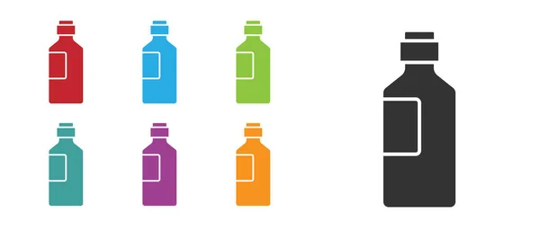 Svart Flaska Med Vatten Ikon Isolerad Vit Bakgrund Läsk Aqua — Stock vektor