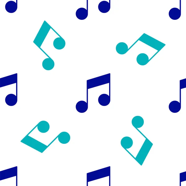 Голубая Нота Музыки Тональная Иконка Изолирована Безморщинистым Узором Белом Фоне — стоковый вектор