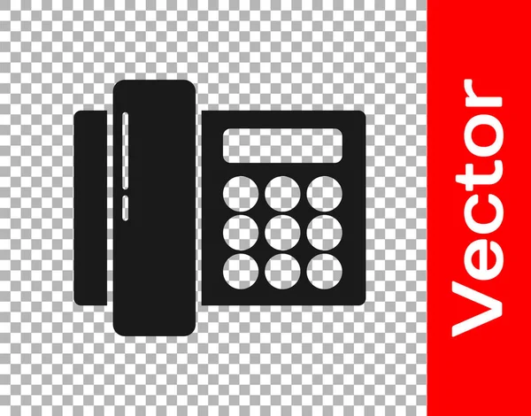 Black Telephone Icon Isolated Transparent Background Landline Phone Vector Illustration — Stock Vector
