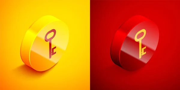 Ισομετρική House Κλειδί Εικονίδιο Απομονώνονται Πορτοκαλί Και Κόκκινο Φόντο Κουμπί — Διανυσματικό Αρχείο