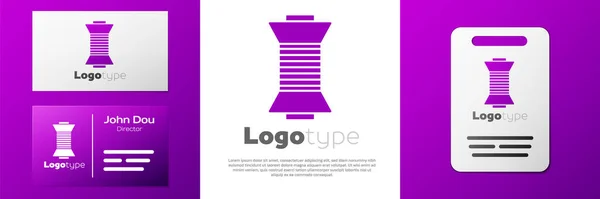Logotyp Sytråd Spolen Ikon Isolerad Vit Bakgrund Garnspole Gängstång Mall — Stock vektor