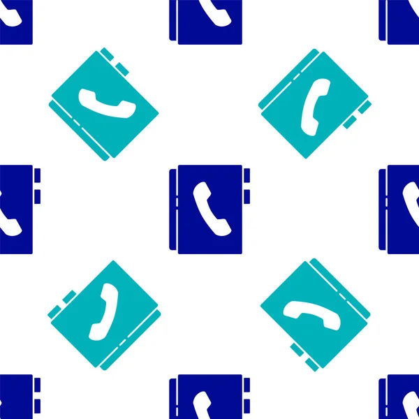 Icono Libreta Direcciones Azul Aislado Patrón Sin Costuras Sobre Fondo — Vector de stock