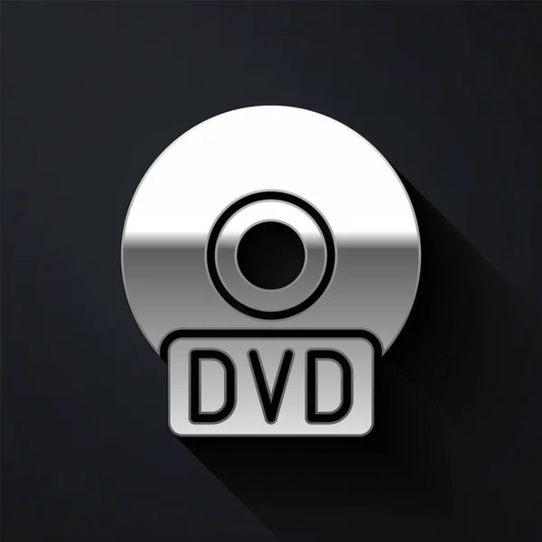Sølv Eller Dvd Disk Ikon Isoleret Sort Baggrund Kompakt Disktegn – Stock-vektor