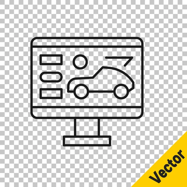 Línea Negra Diagnóstico Hardware Condición Del Icono Del Coche Aislado — Vector de stock