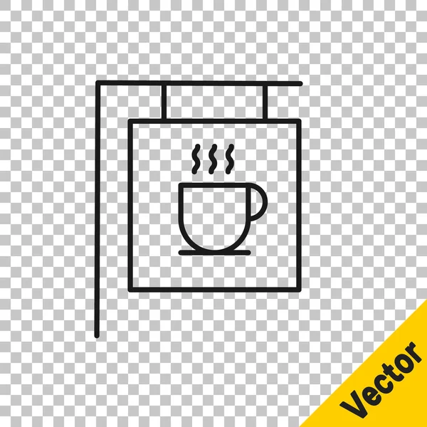 Черная Линия Улица Вывески Кофе Значок Изолирован Прозрачном Фоне Векторная — стоковый вектор