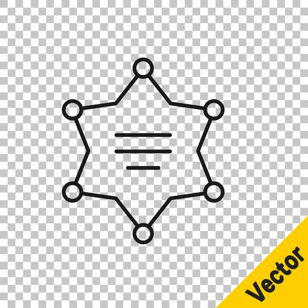 Черная Линия Гексаграммы Значок Шерифа Изолирован Прозрачном Фоне Значок Полицейского — стоковый вектор