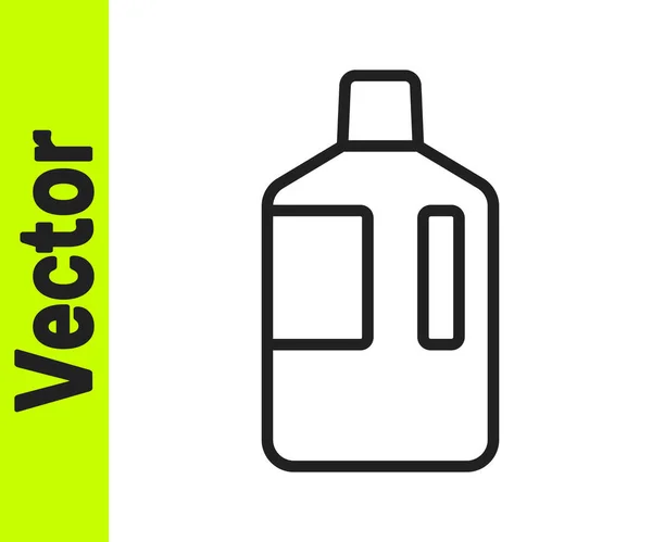 Línea Negra Botella Grande Con Icono Agua Limpia Aislada Sobre — Vector de stock