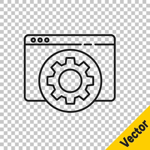Linha Preta Ícone Configuração Navegador Isolado Fundo Transparente Ajuste Serviço — Vetor de Stock