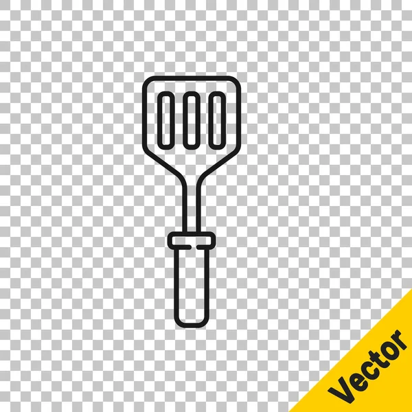 Schwarze Linie Spatel Symbol Isoliert Auf Transparentem Hintergrund Küchenspachtel Symbol — Stockvektor