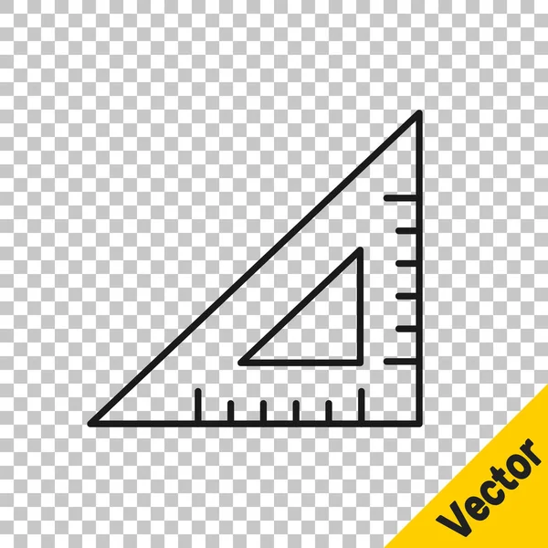 Línea Negra Icono Regla Triangular Aislado Sobre Fondo Transparente Símbolo — Vector de stock