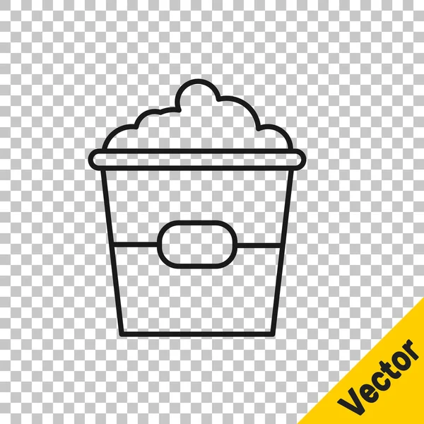 Черная Линия Попкорн Картонной Коробке Значок Изолирован Прозрачном Фоне Коробка — стоковый вектор