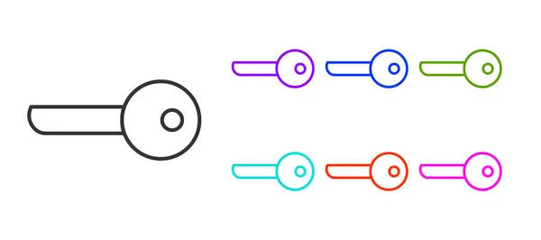 Svart Linje Key Ikonen Isolerad Vit Bakgrund Ställ Ikoner Färgglada — Stock vektor