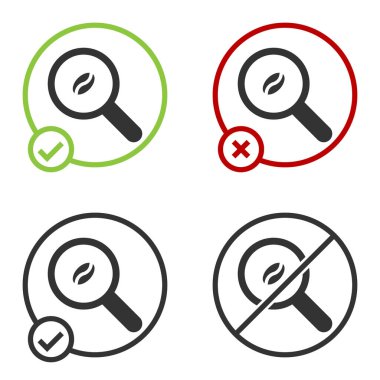 Siyah seçili kahve çekirdeği simgesi beyaz arkaplanda izole edilmiş. Çember düğmesi. Vektör İllüstrasyonu.