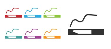 Siyah sigara simgesi beyaz arkaplanda izole edilmiş. Tütün tabelası. Sigara içme sembolü. Simgeleri renklendirin. Vektör İllüstrasyonu.