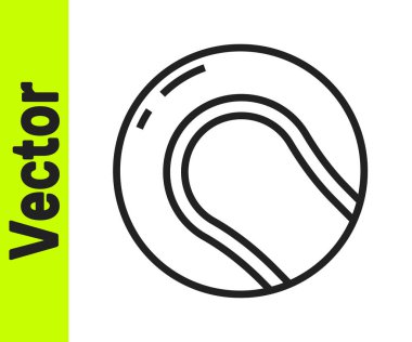 Siyah çizgi beyzbol topu ikonu beyaz arkaplanda izole edildi. Vektör İllüstrasyonu.