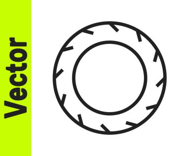 Siyah çizgili araba tekerleği ikonu beyaz arka planda izole edilmiş. Vektör İllüstrasyonu.