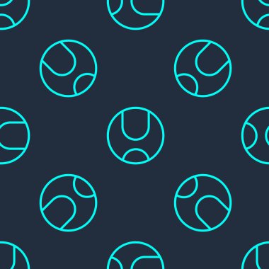 Yeşil çizgi tenis topu ikonu mavi arka planda izole edilmiş pürüzsüz desen. Spor malzemeleri. Vektör İllüstrasyonu.