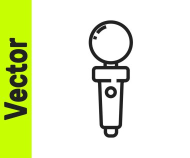 Atari makinesi simgesi için siyah çizgi Joystick beyaz arkaplanda izole edildi. Joystick oyun alanı. Vektör İllüstrasyonu.