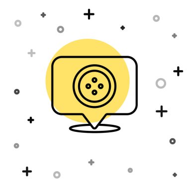 Siyah çizgili terzi dükkânı simgesi beyaz arka planda izole edildi. Rastgele dinamik şekiller. Vektör İllüstrasyonu.