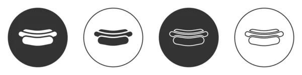 Black Hotdog Sandwich Icon Isolated White Background Sausage Icon Fast — Stock Vector