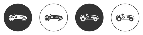 Black Vintage Sport Racing Car Icon Isolated White Background Circle — Stock Vector