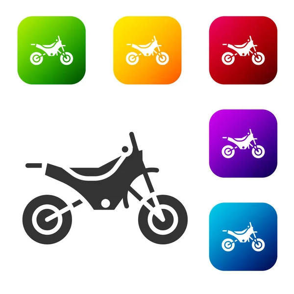 Black Mountain Bike Icon Isolated White Background Set Icons Color — Stock Vector