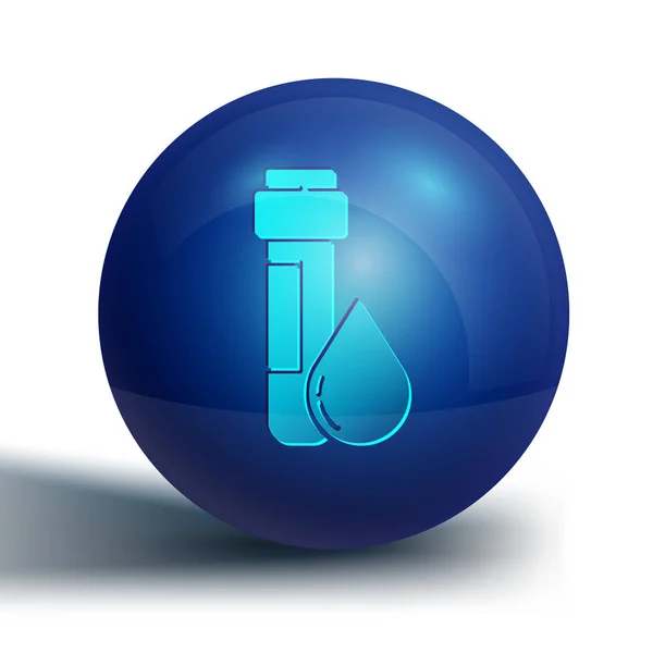 Tubo Ensayo Azul Con Icono Gota Agua Aislado Sobre Fondo — Vector de stock