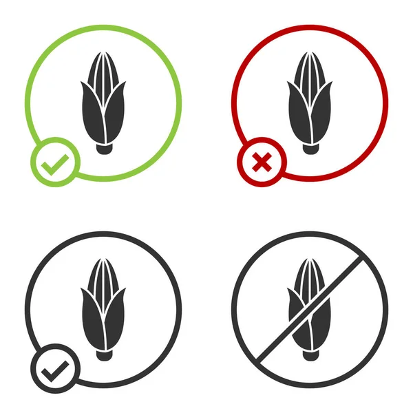 Ikona Black Corn Izolovaná Bílém Pozadí Kruhové Tlačítko Vektorová Ilustrace — Stockový vektor