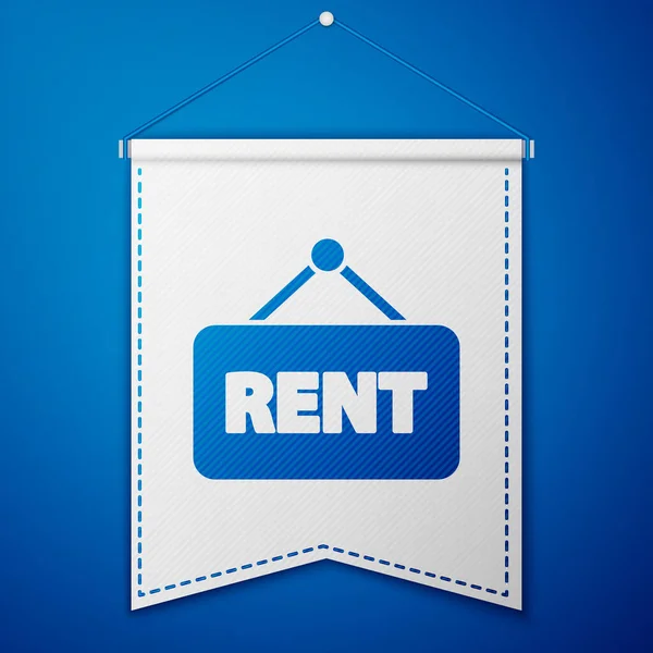 Blue Hanging Sign Text Rent Icon Isolated Blue Background Signboard — Stock Vector