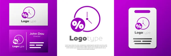 Logotipo Reloj Porcentaje Icono Aislado Sobre Fondo Blanco Elemento Plantilla — Vector de stock