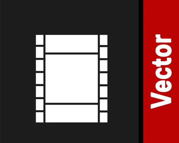 Ikona White Play Video Izolované Černém Pozadí Filmový Nápis Vektorová — Stockový vektor