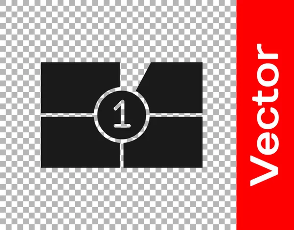 Black Old Film Countdown Frame Symbol Isoliert Auf Transparentem Hintergrund — Stockvektor