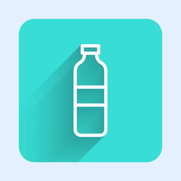White Line Bottle Water Icon Isolated Long Shadow Soda Aqua — Stock Vector
