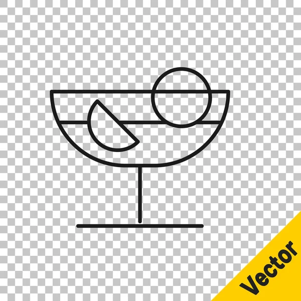 Black Line Cocktail Icon Isolated Transparent Background Vector Illustration — Stock Vector