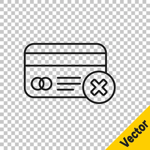 Ligne Noire Carte Crédit Supprimer Icône Isolée Sur Fond Transparent — Image vectorielle