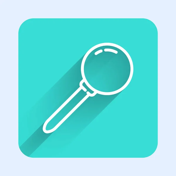 Línea Blanca Push Pin Icono Aislado Con Sombra Larga Signo — Vector de stock