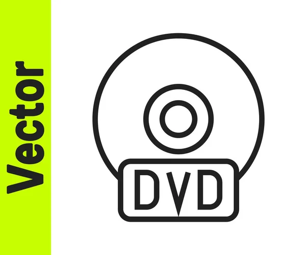 Beyaz Arkaplanda Siyah Çizgi Veya Dvd Disk Simgesi Izole Edildi — Stok Vektör