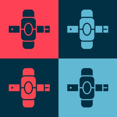 Pop art dizlik simgesi renk arkaplanında izole edildi. Olağanüstü bir spor. Kaykay, bisiklet, paten kayma koruyucu giysi. Vektör İllüstrasyonu.