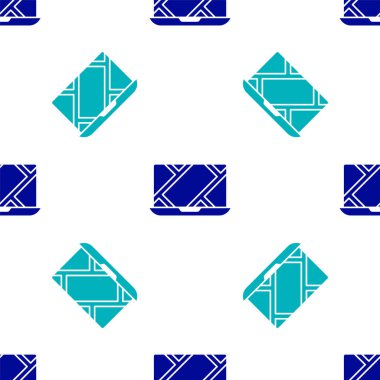 Şehir haritası yön bulma simgesinin mavi bilgileri beyaz arkaplanda izole edilmiş. Laptop Uygulama Arayüzü tasarımı. Yer belirleme konsepti. Vektör İllüstrasyonu.