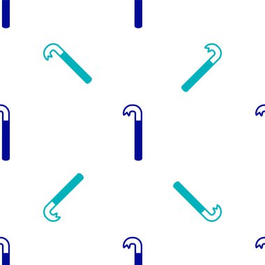 Mavi Crowbar simgesi beyaz arkaplanda izole edilmiş kusursuz desen. Vektör İllüstrasyonu.