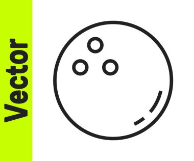 Siyah çizgi bowling topu simgesi beyaz arkaplanda izole edildi. Spor malzemeleri. Vektör İllüstrasyonu.