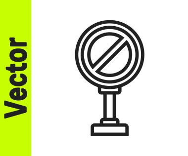 Beyaz arkaplanda siyah çizgi dur işareti simgesi izole edildi. Trafik yönetmeliklerine göre dur işareti. Vektör İllüstrasyonu.