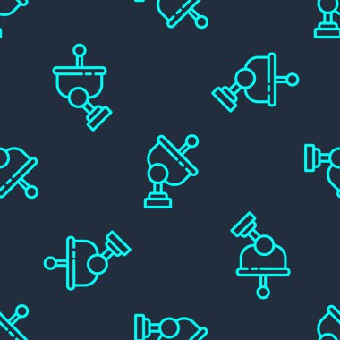 Yeşil çizgi Radar simgesi mavi arkaplandaki kusursuz deseni izole etti. Arama sistemi. Uydu sinyali. Vektör İllüstrasyonu.